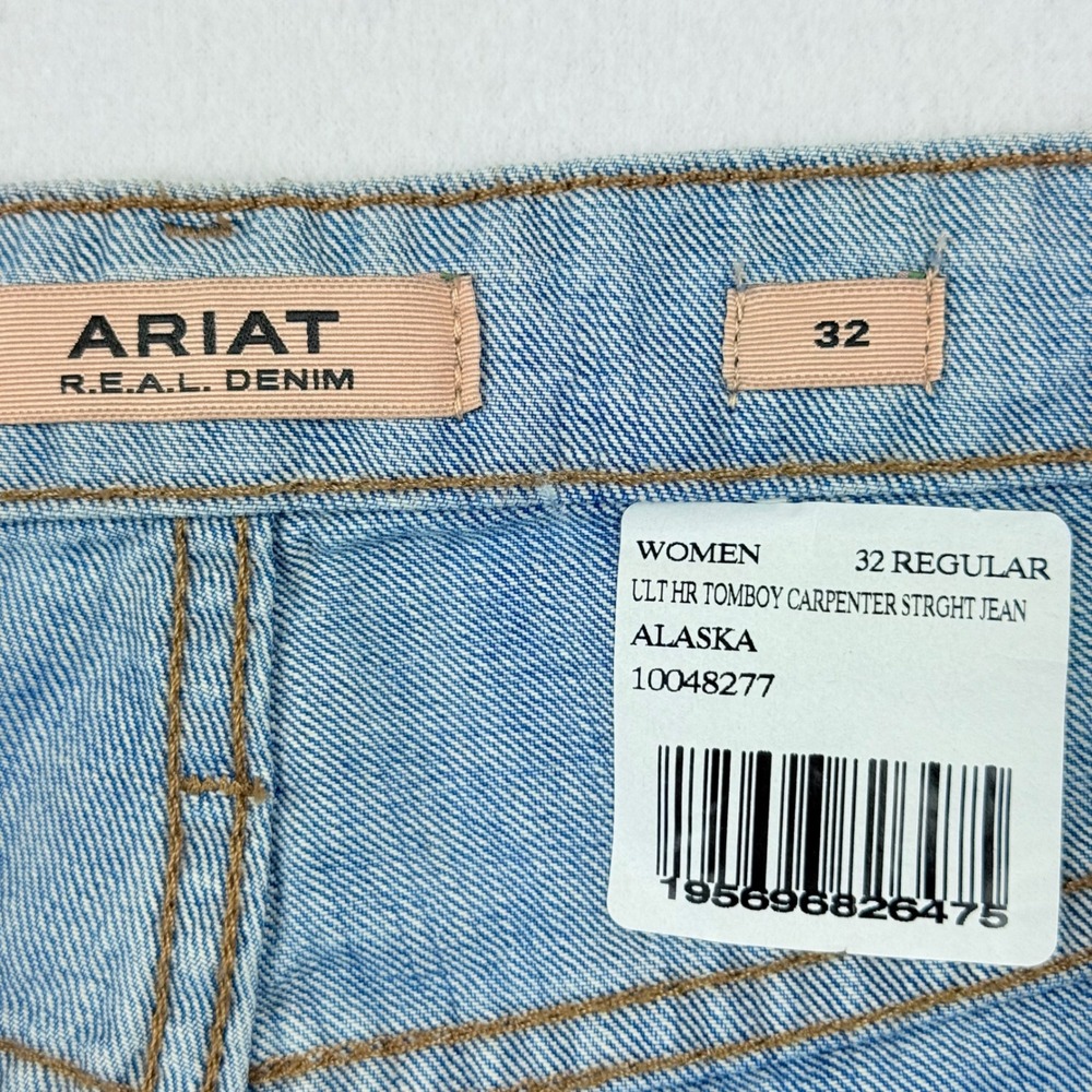 Ariat REAL Denim Tomboy Carpenter HR Relaxed Straight Jeans Distressed 32R NWT - Picture 6 of 13